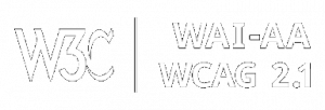 Accesibilidad 1 logo w3c WAI AA v2.1 white transparent