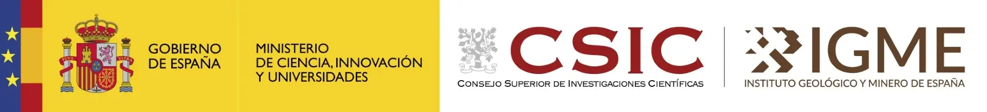 Logo Ministerio de Ciencia, Innovación y Universidades - CSIC - IGME a color