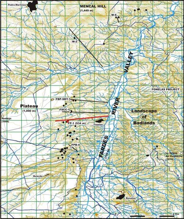 Información cronológica 2 Mapa detallado de la zona de trabajo en campo del Proyecto Fonelas
